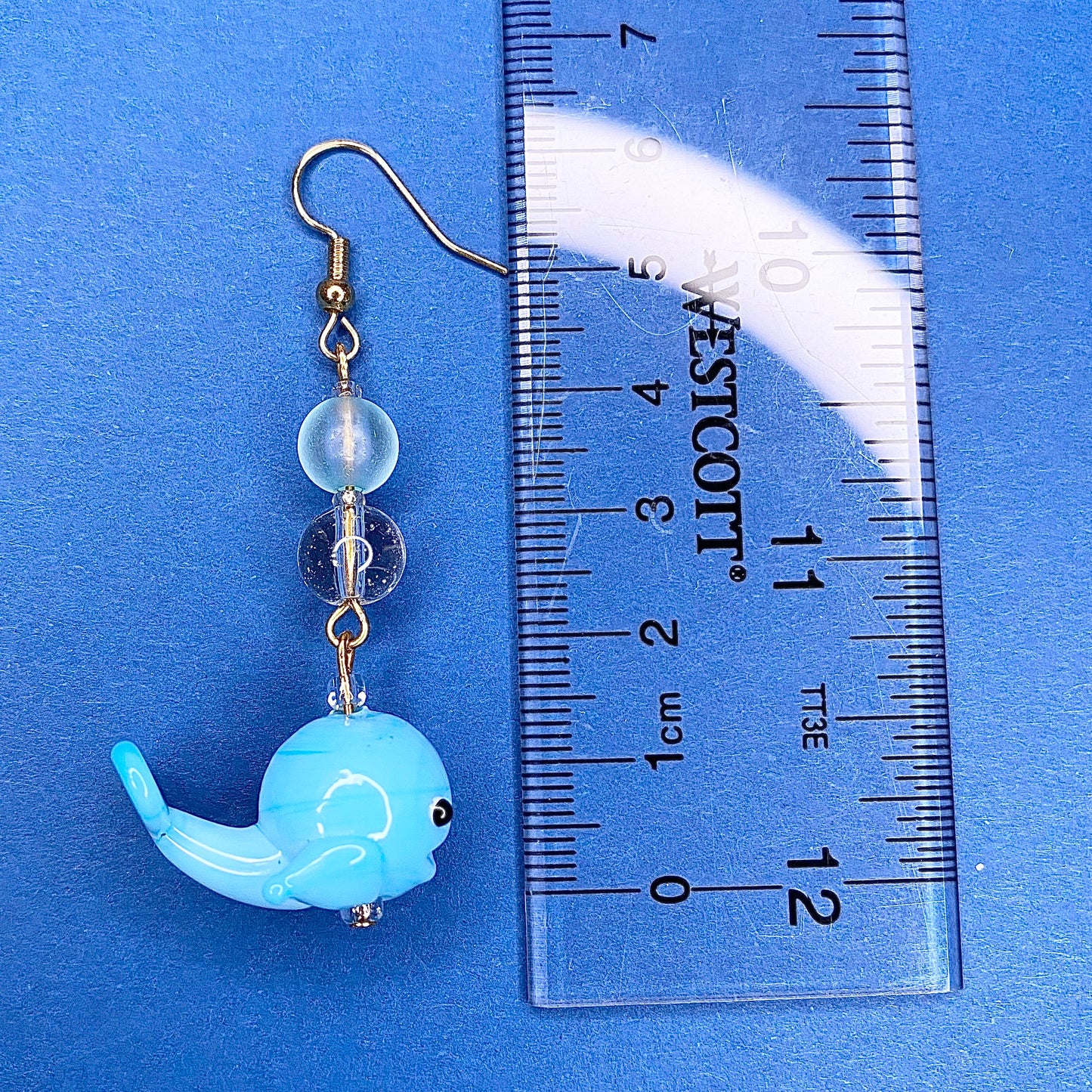 Gold whale ocean earrings