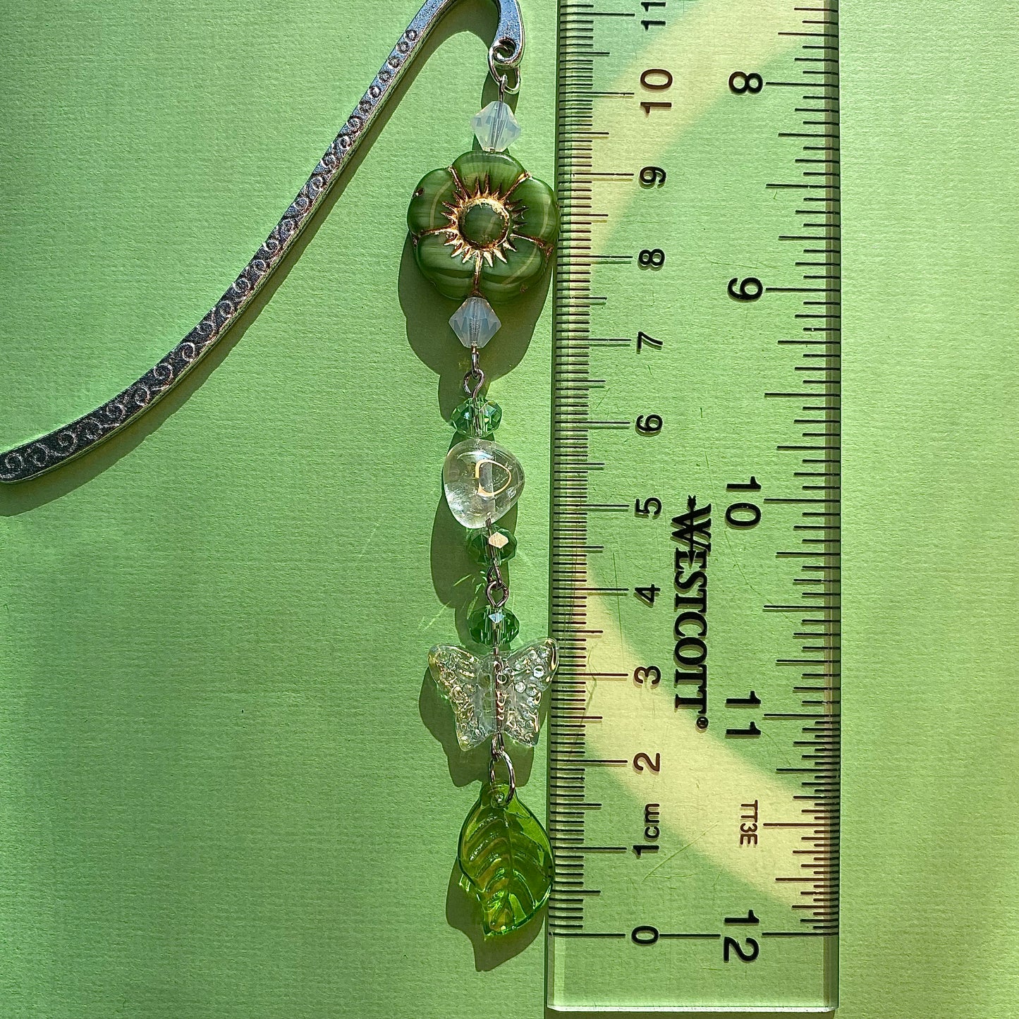 Crystal green fairytales silver bookmark