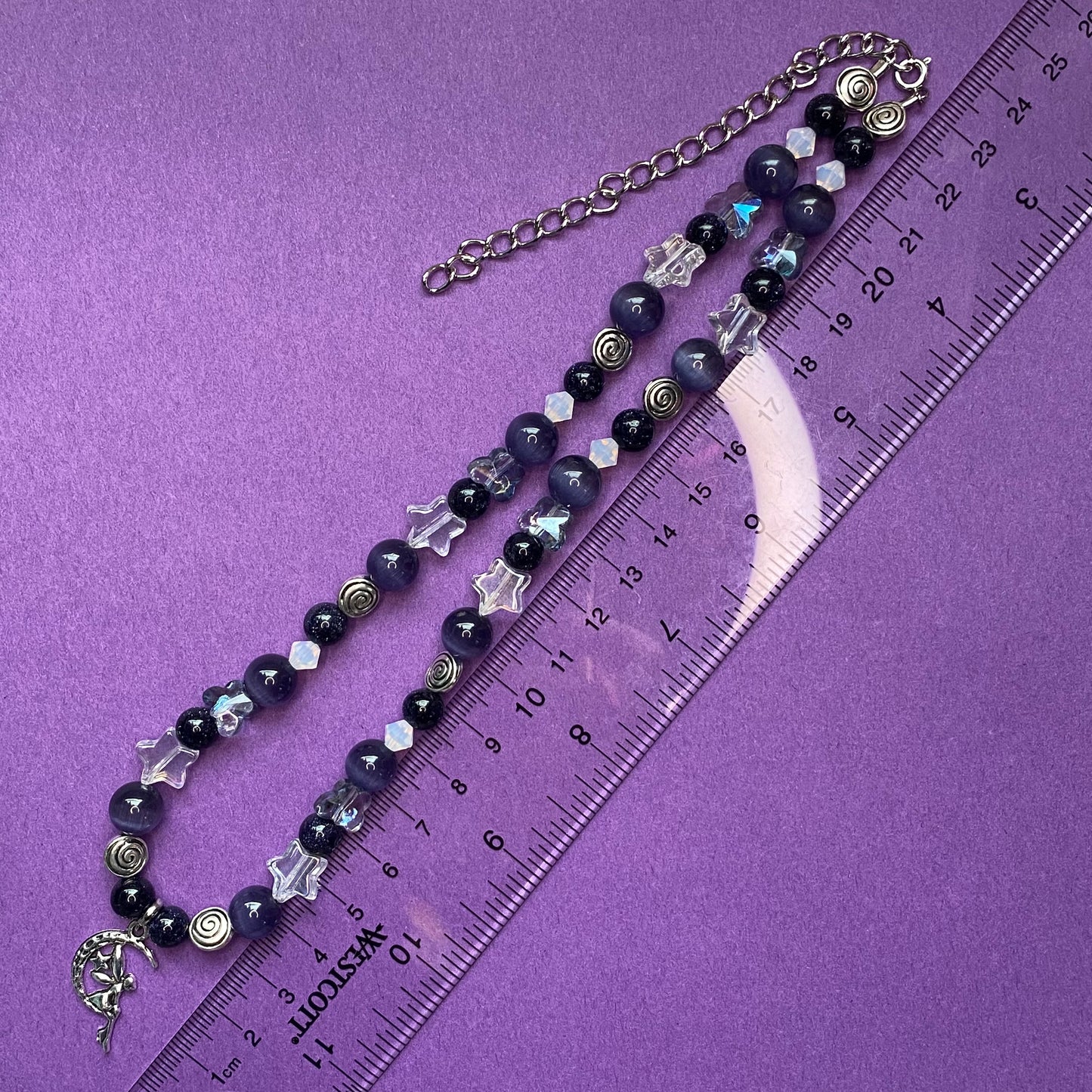 Belladonna Night fairy necklace, purple and black