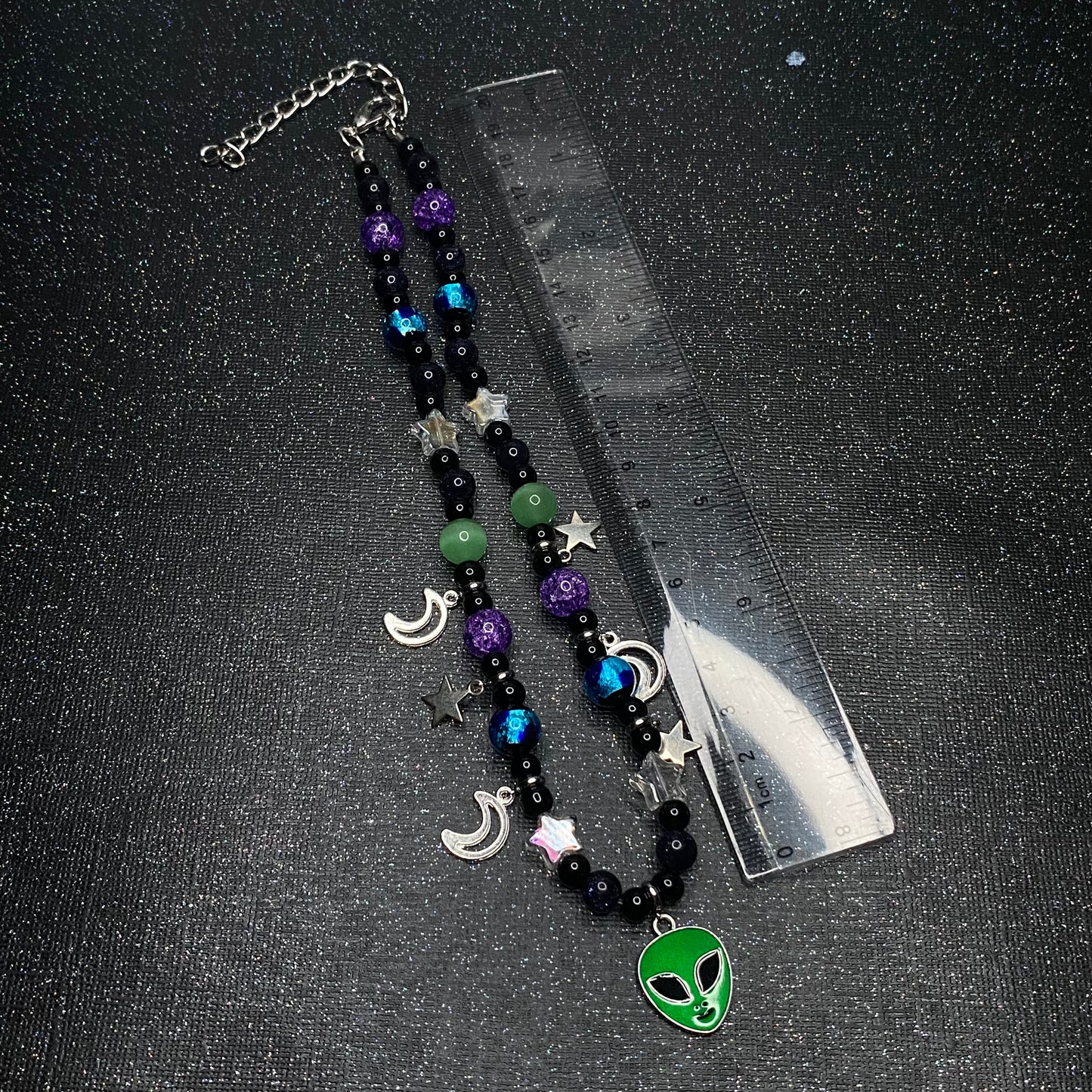Glow in the dark space alien rave necklace