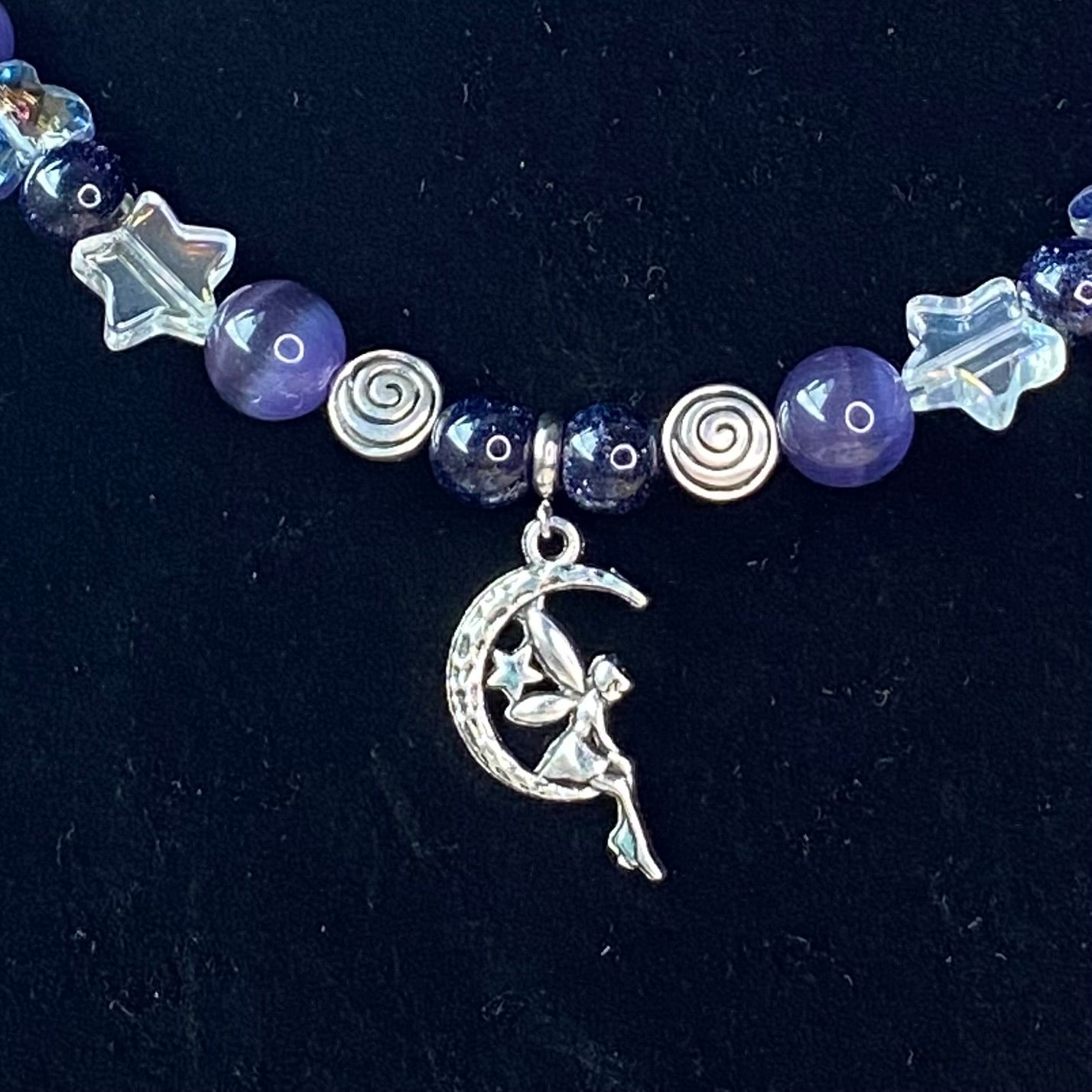 Belladonna Night fairy necklace, purple and black