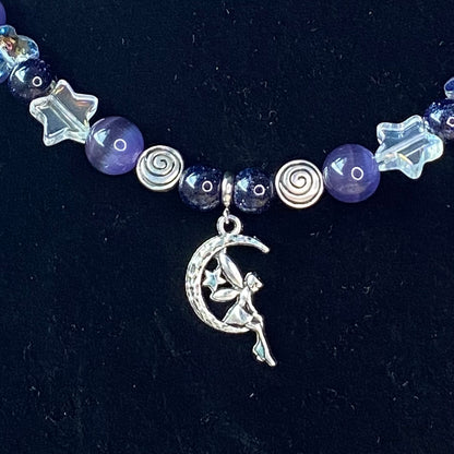 Belladonna Night fairy necklace, purple and black