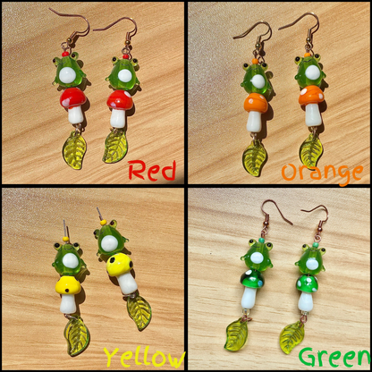 Customizable Froggy Mushroom Earrings