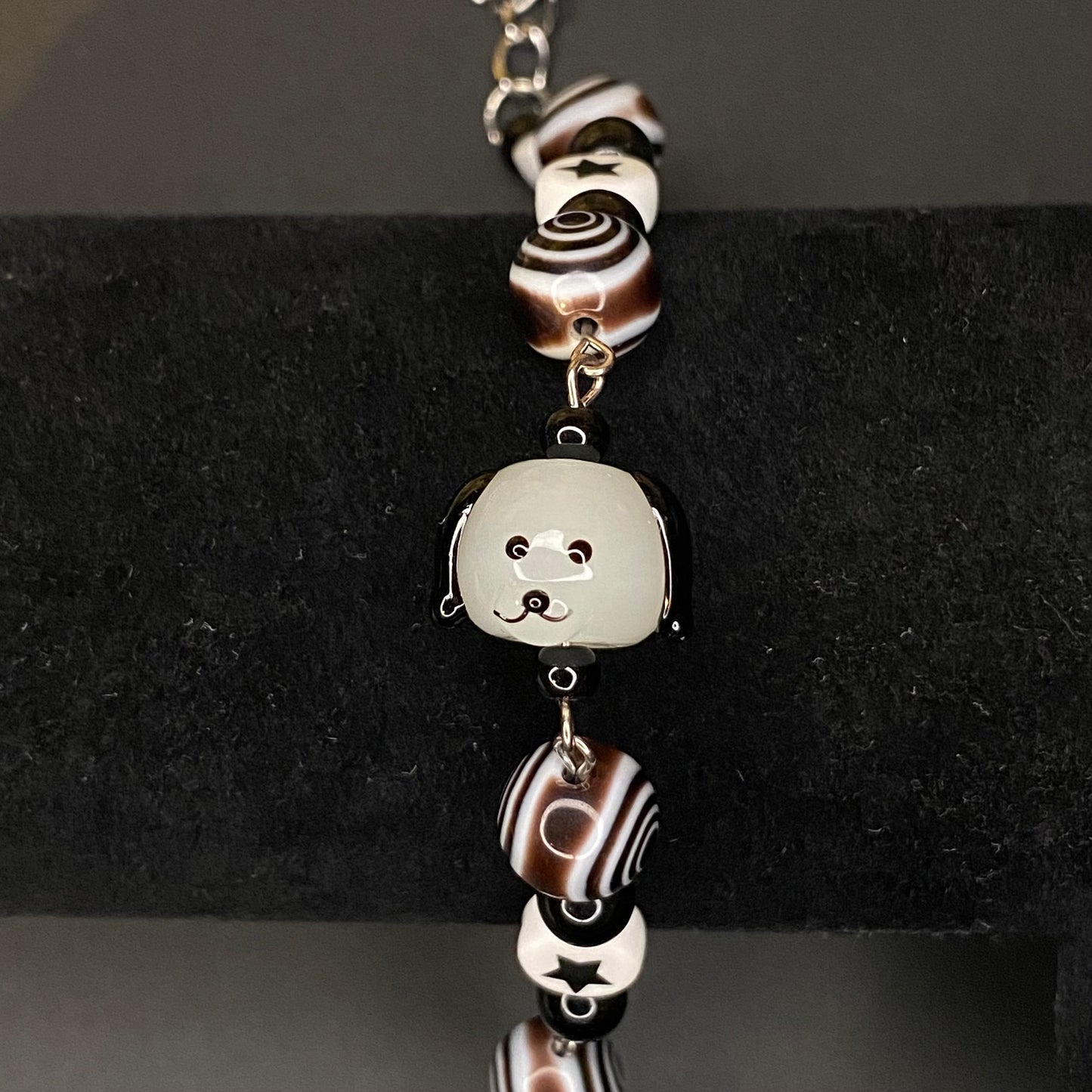 Black and white rockstar puppy bracelet