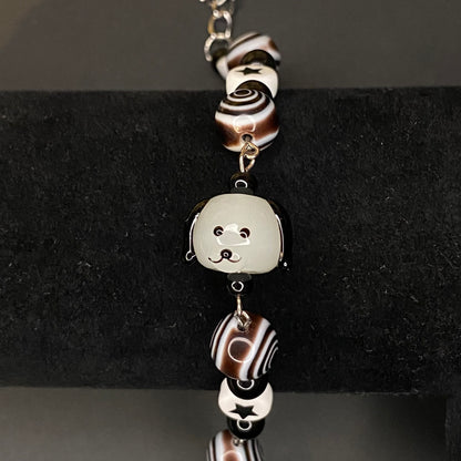 Black and white rockstar puppy bracelet