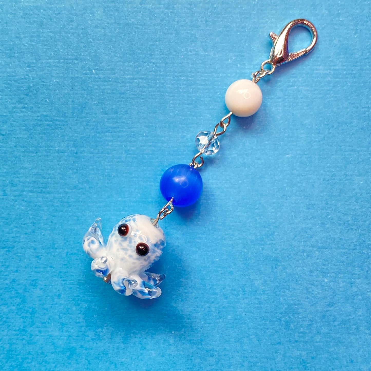 Green or blue deep sea octopus keychains, Silver