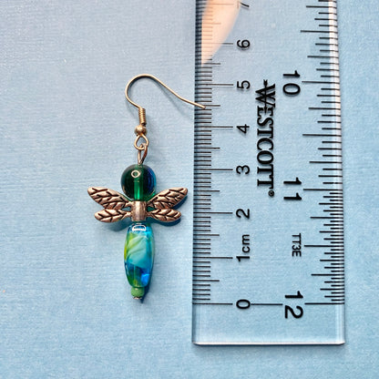 Blue And Green Dragonfly Earrings