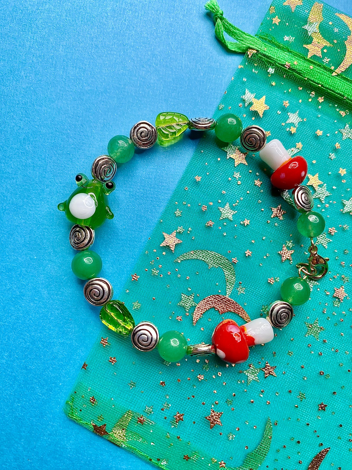 Froggy pond mushroom bracelet