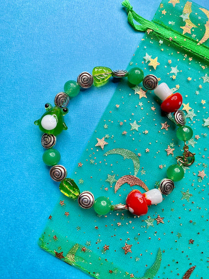 Froggy pond mushroom bracelet