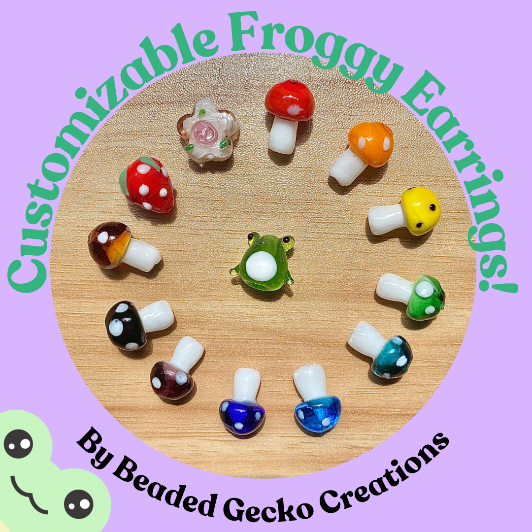Customizable Froggy Mushroom Earrings