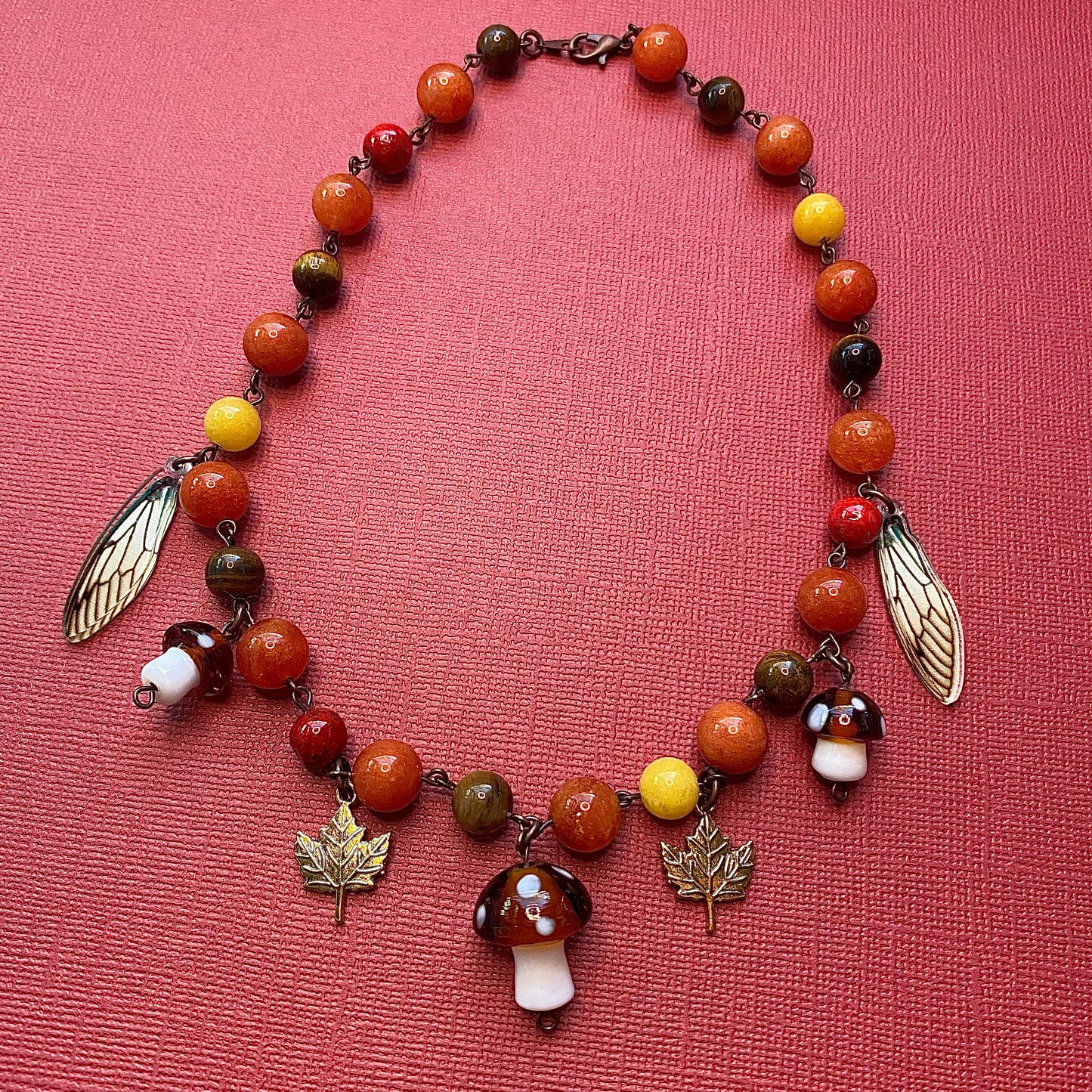 Autumn mushroom fairy necklace