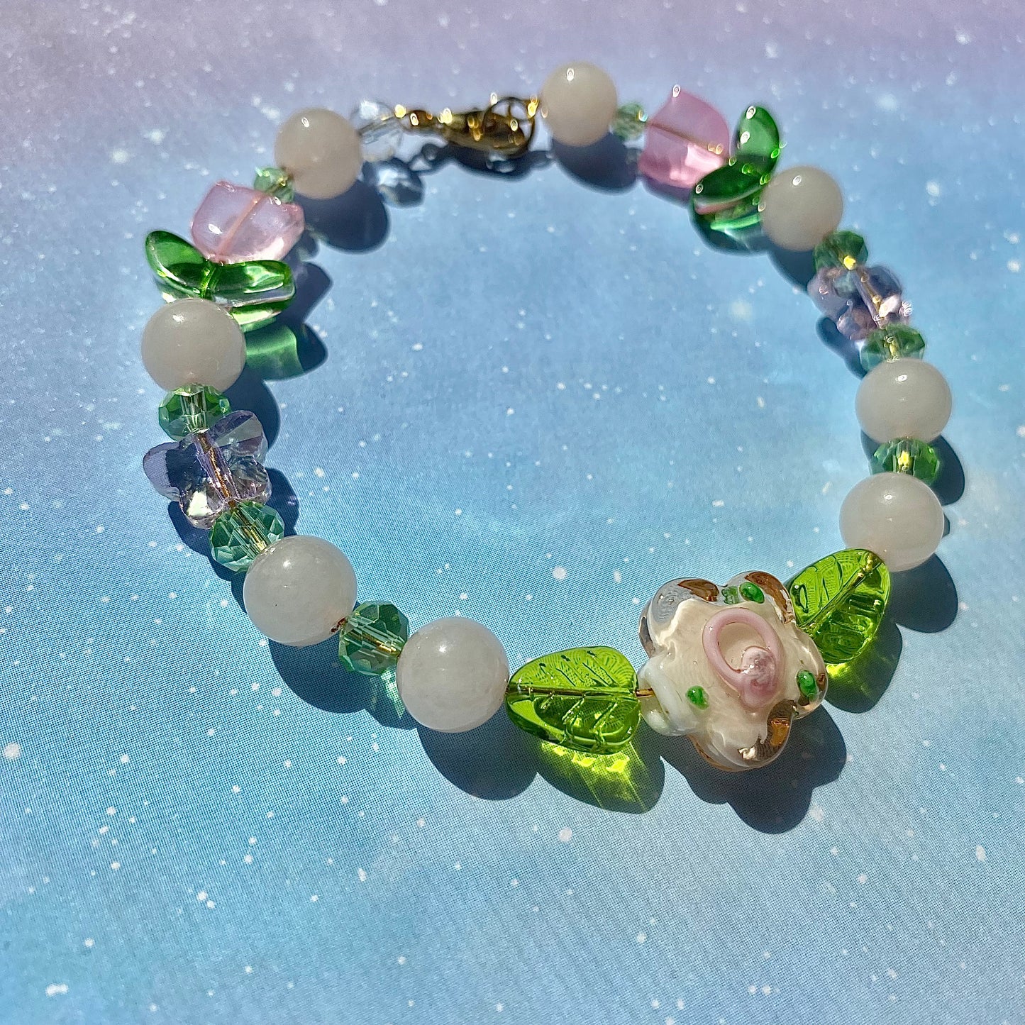 Pink Coquette flower Bracelet