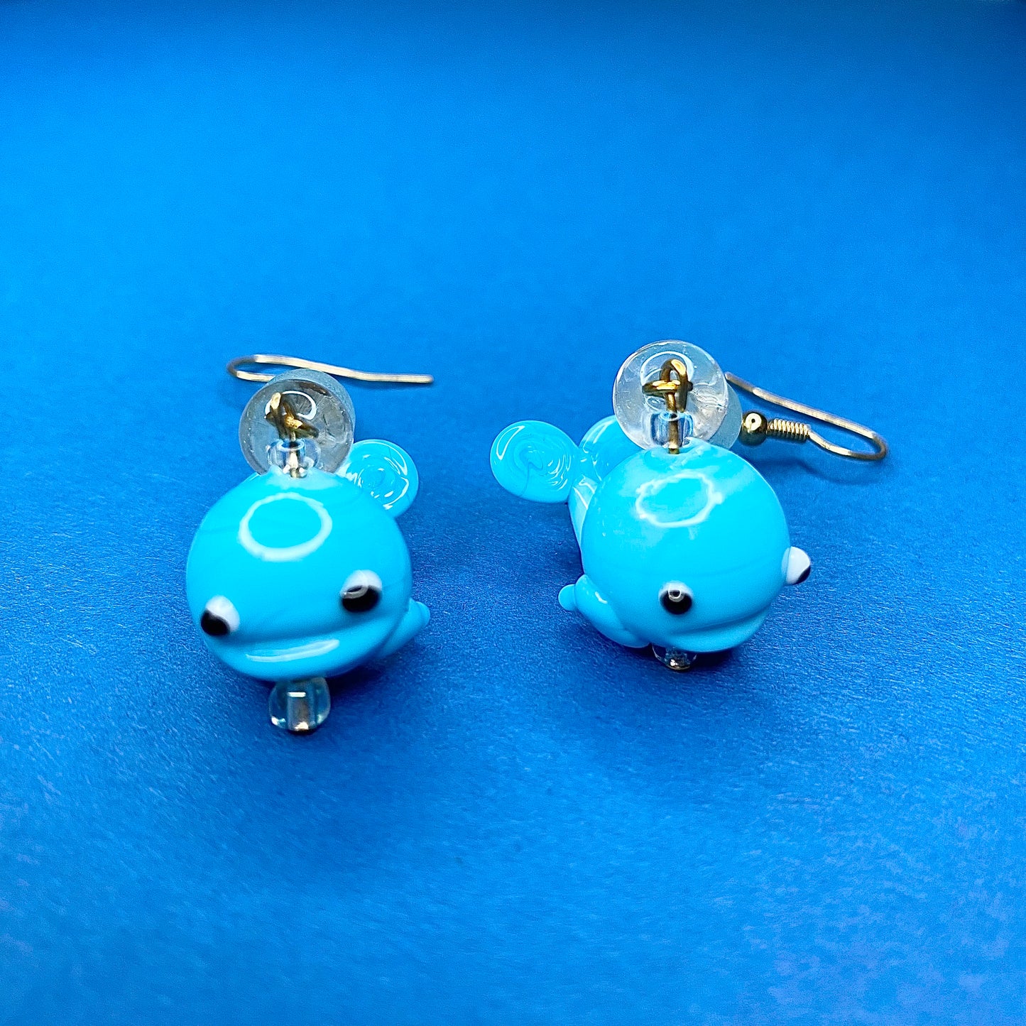 Gold whale ocean earrings