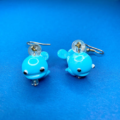 Gold whale ocean earrings