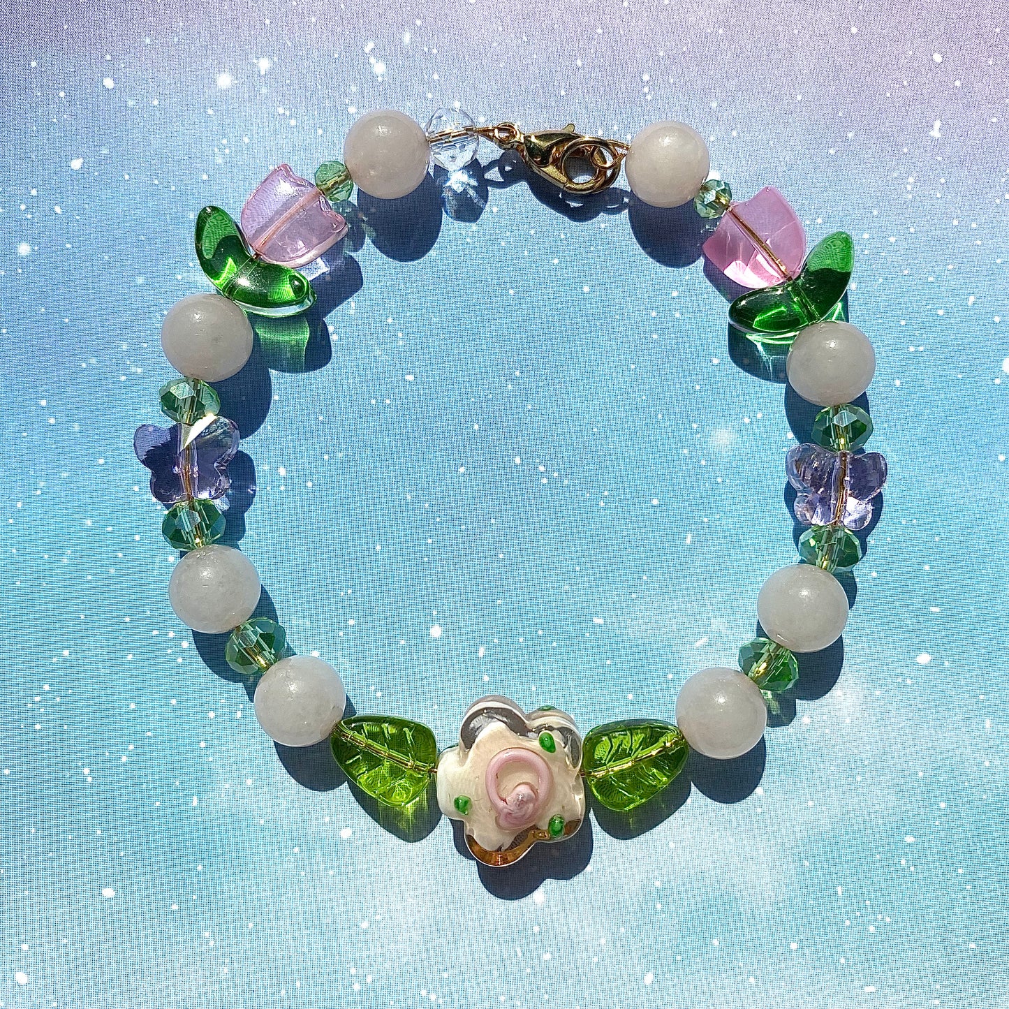 Pink Coquette flower Bracelet