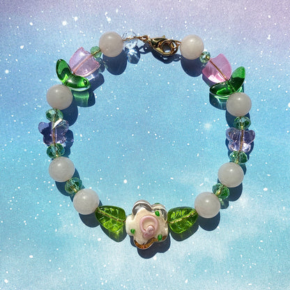 Pink Coquette flower Bracelet