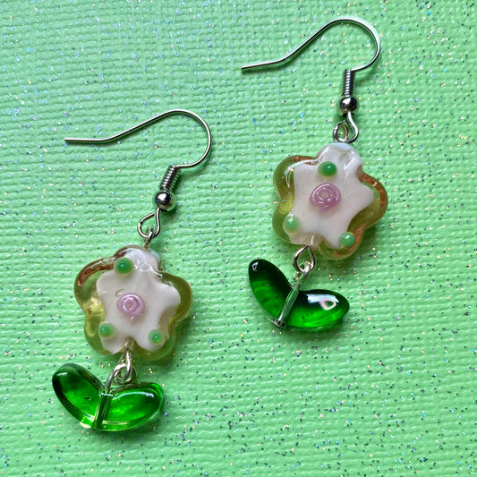 Pretty Pink flower fairy earrings