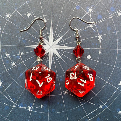 DND Dangle D20 Dice Earrings - Stanima, Health, Magic