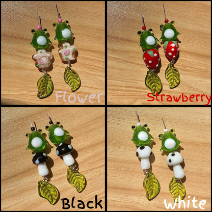 Customizable Froggy Mushroom Earrings