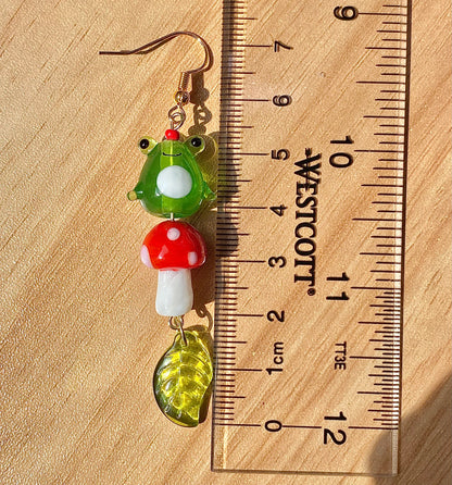 Customizable Froggy Mushroom Earrings