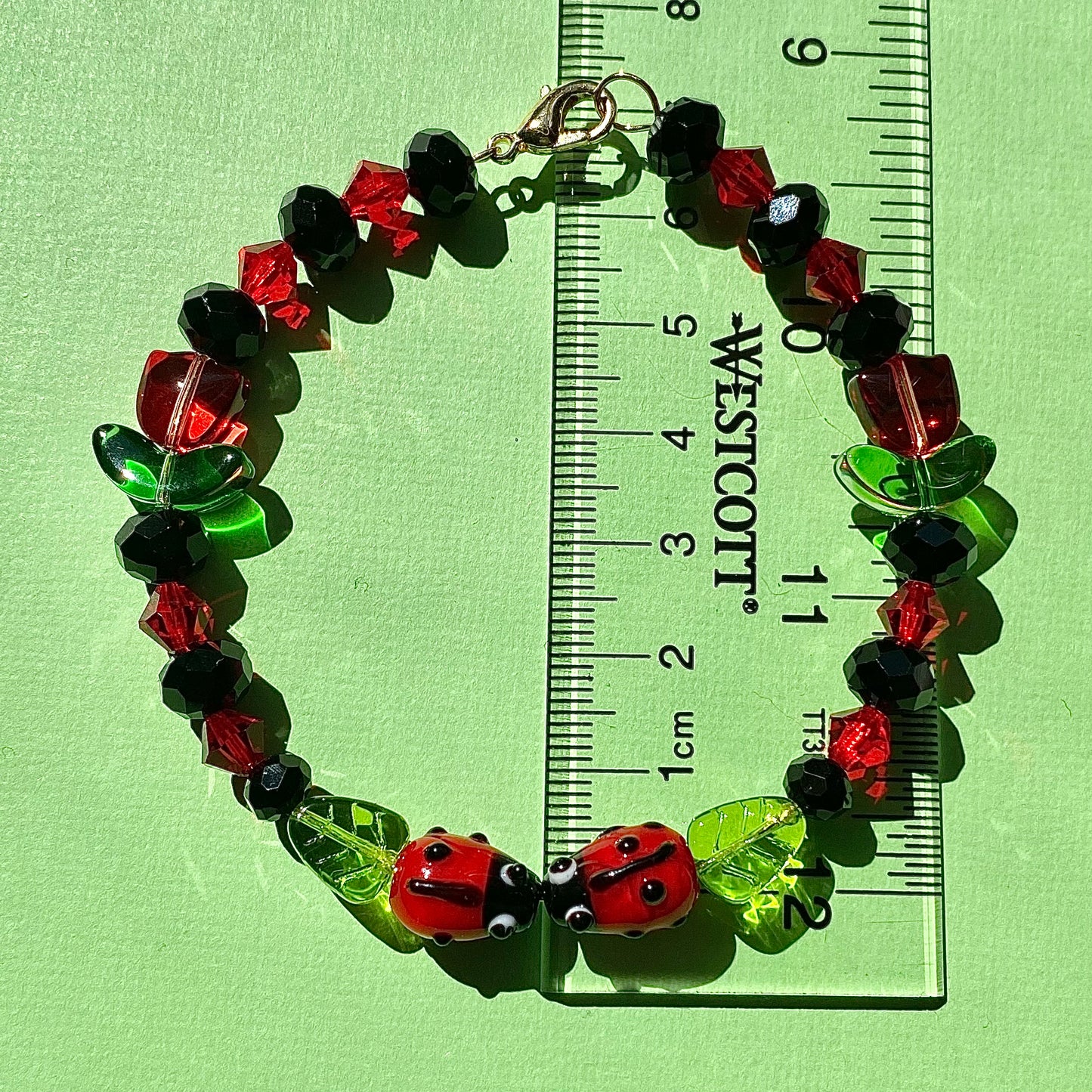 Loving ladybug bead bangle bracelet