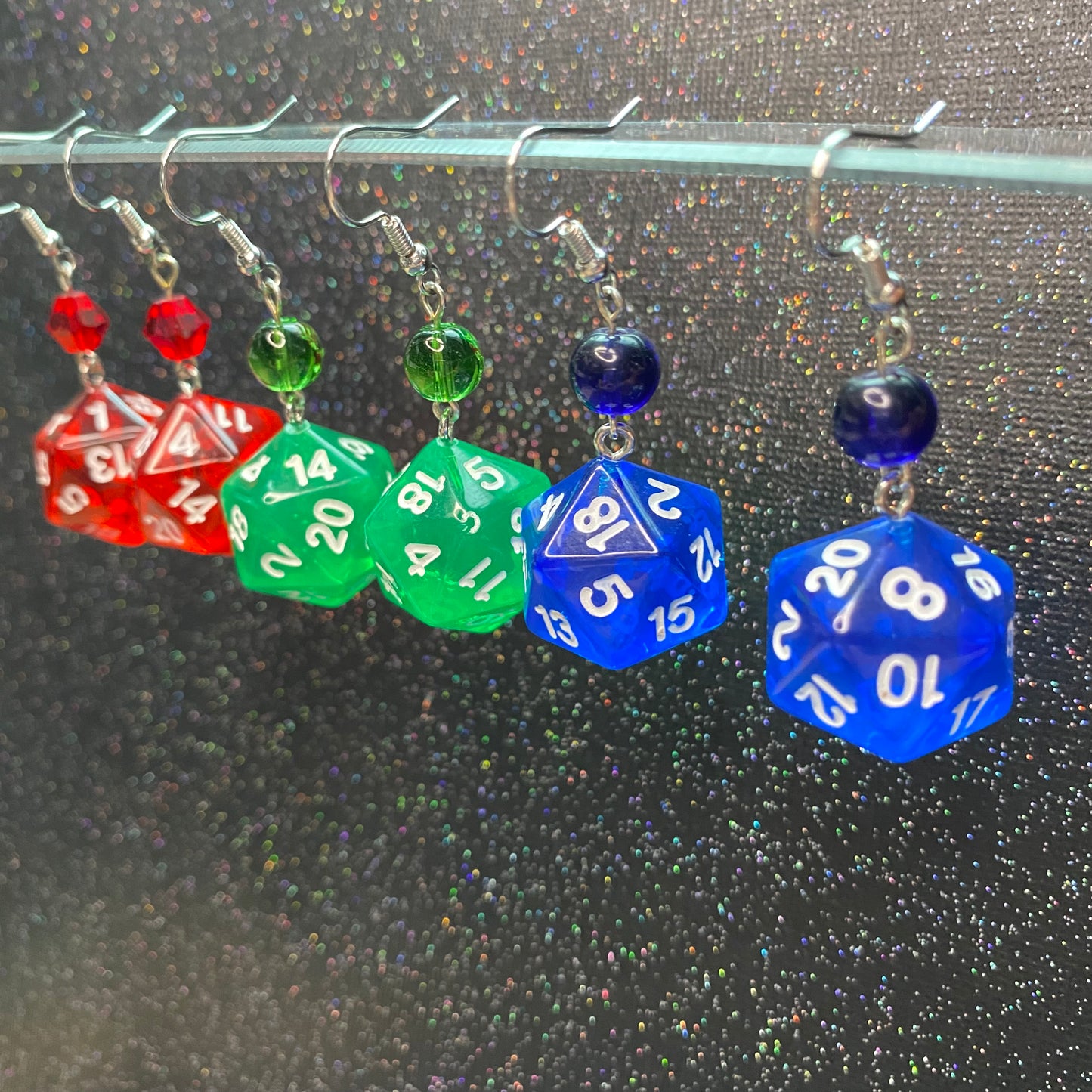 DND Dangle D20 Dice Earrings - Stanima, Health, Magic