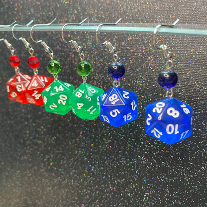DND Dangle D20 Dice Earrings - Stanima, Health, Magic