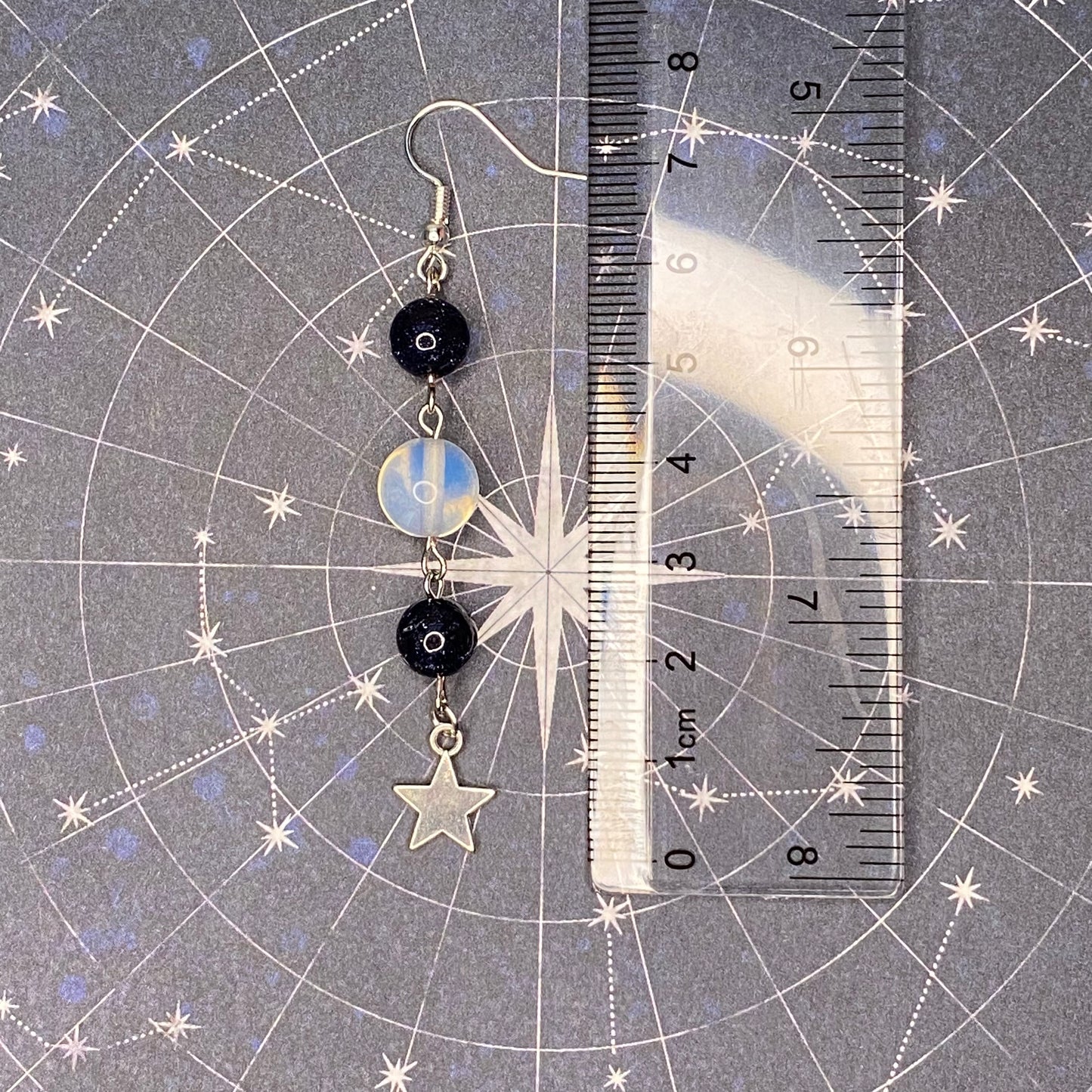 Astronomy Necklace, sun and moon with matching star earrings