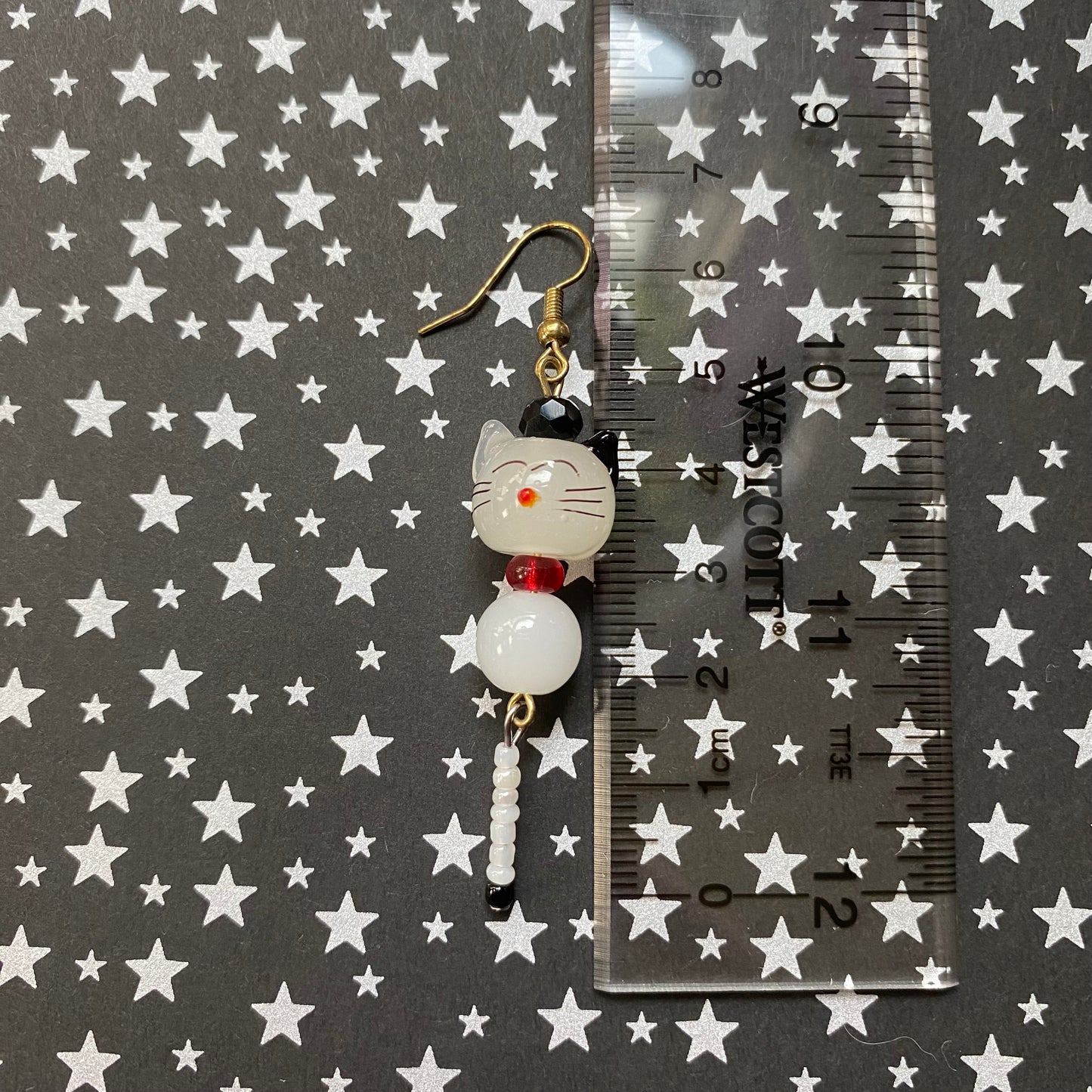 Cutie Kitty Cat Dangle Red Earrings