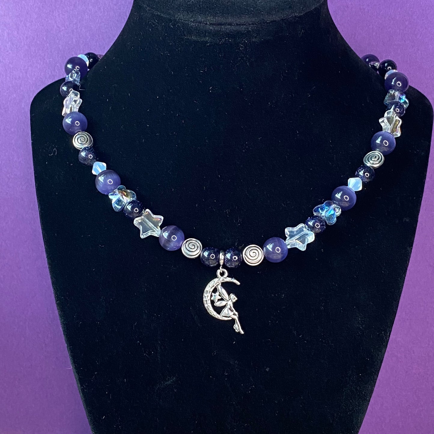 Belladonna Night fairy necklace, purple and black