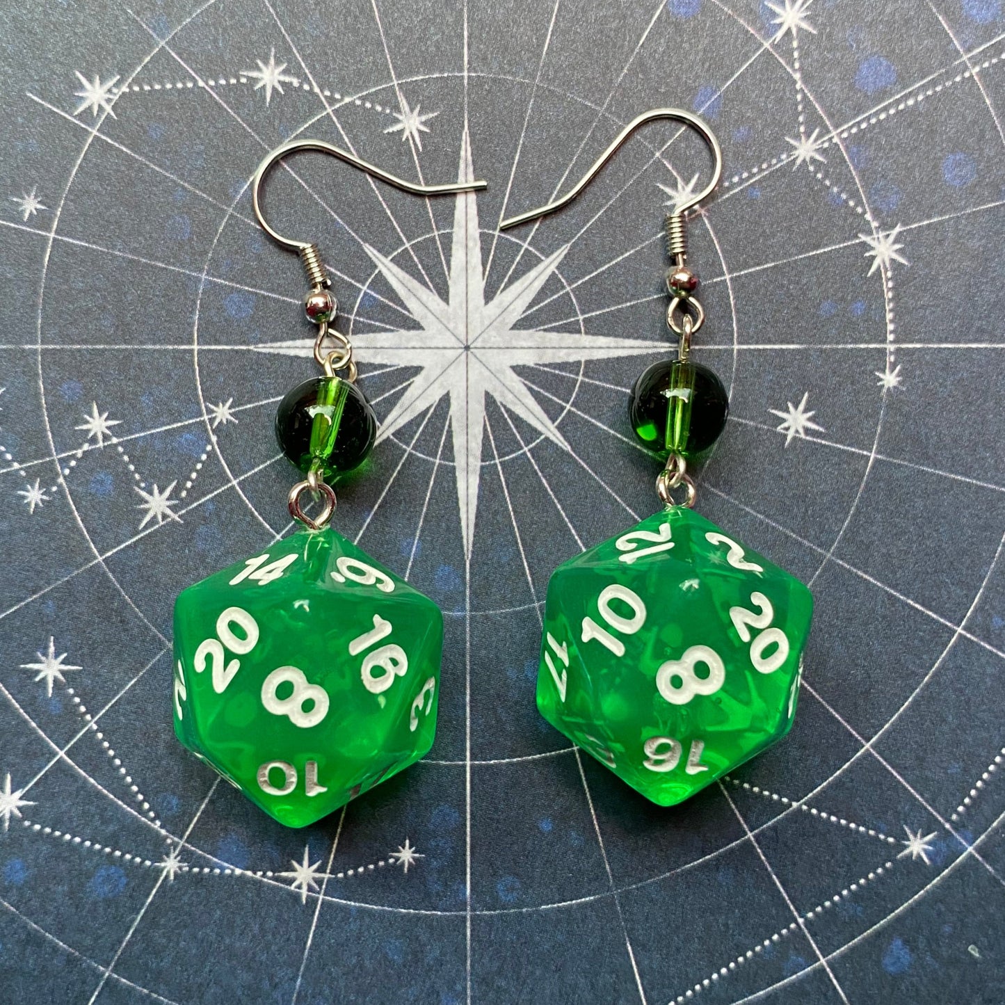 DND Dangle D20 Dice Earrings - Stanima, Health, Magic