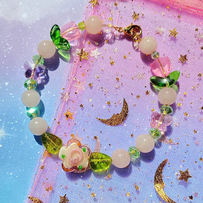 Pink Coquette flower Bracelet