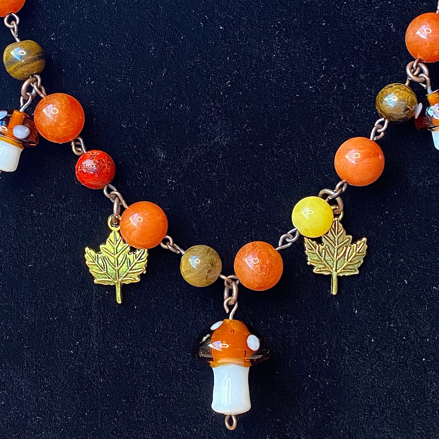 Autumn mushroom fairy necklace