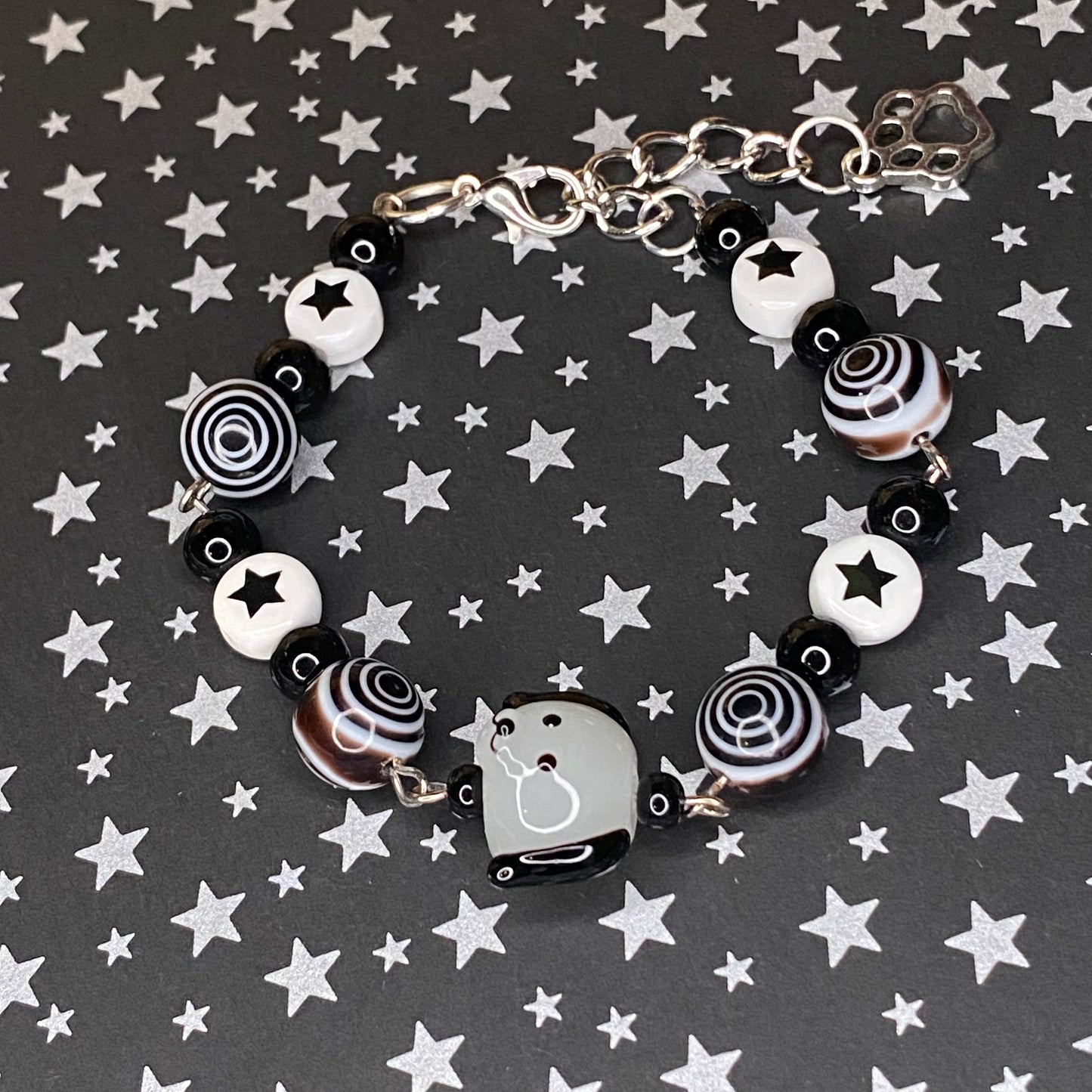 Black and white rockstar puppy bracelet