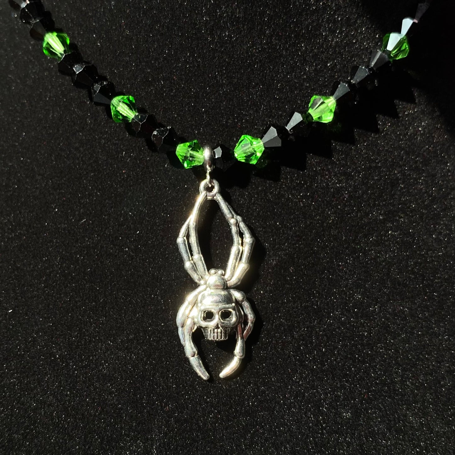 Green and Black Cyber goth Spider necklace