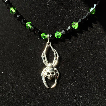 Green and Black Cyber goth Spider necklace