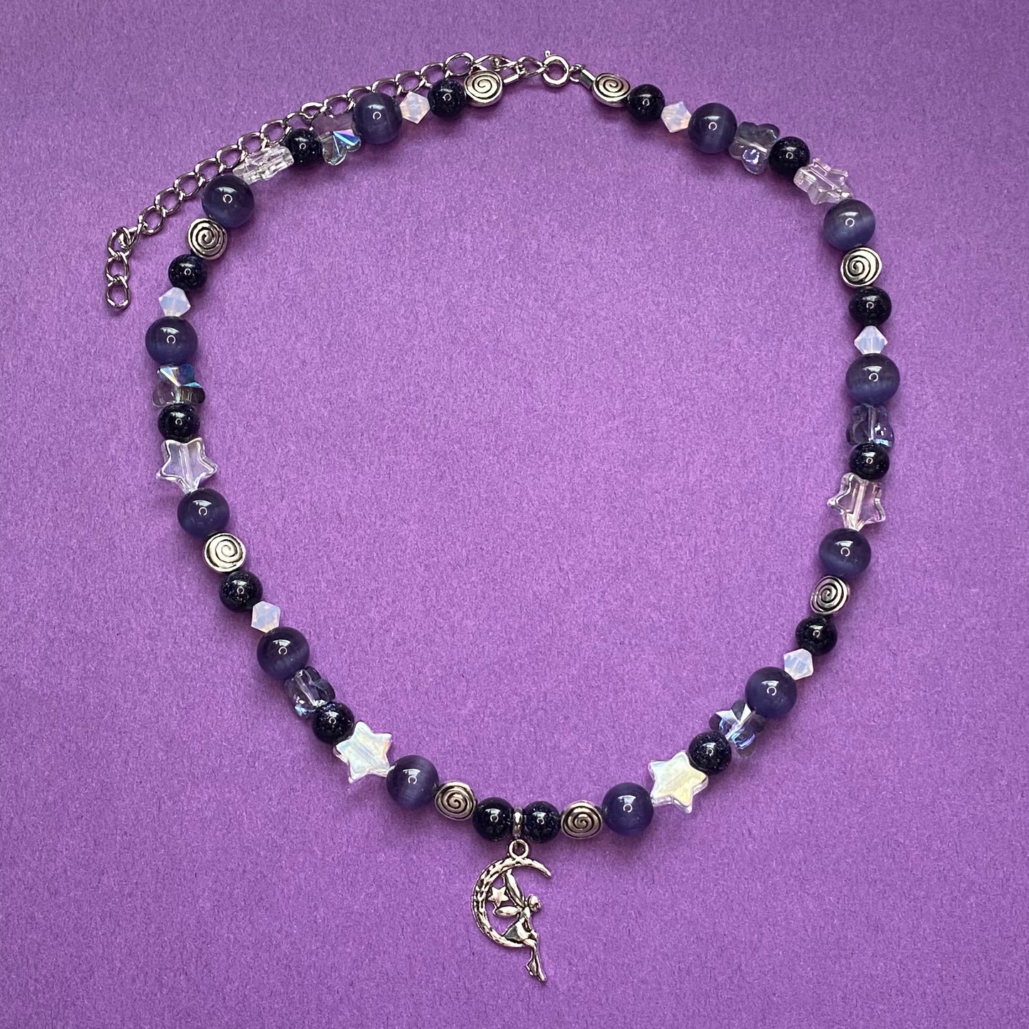Belladonna Night fairy necklace, purple and black