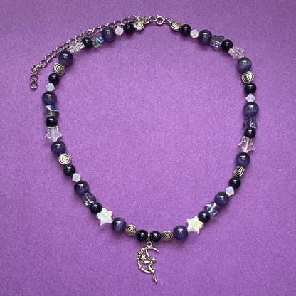 Belladonna Night fairy necklace, purple and black
