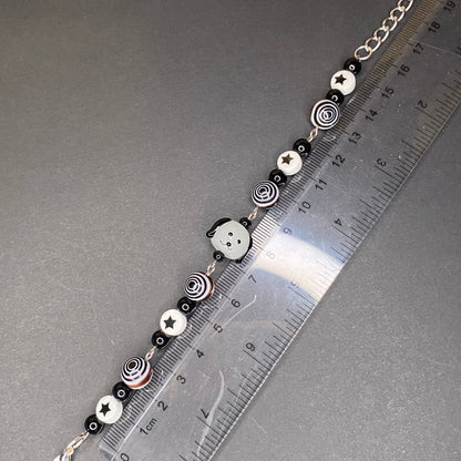 Black and white rockstar puppy bracelet