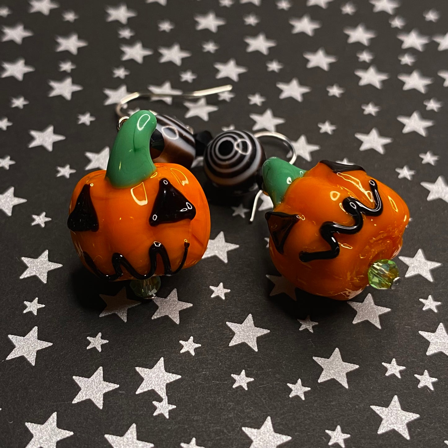 Spooky Jack O’ lantern earrings, silver