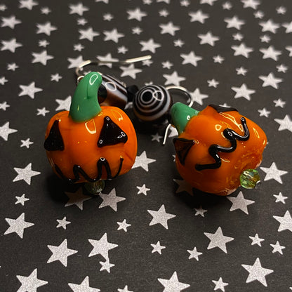 Spooky Jack O’ lantern earrings, silver