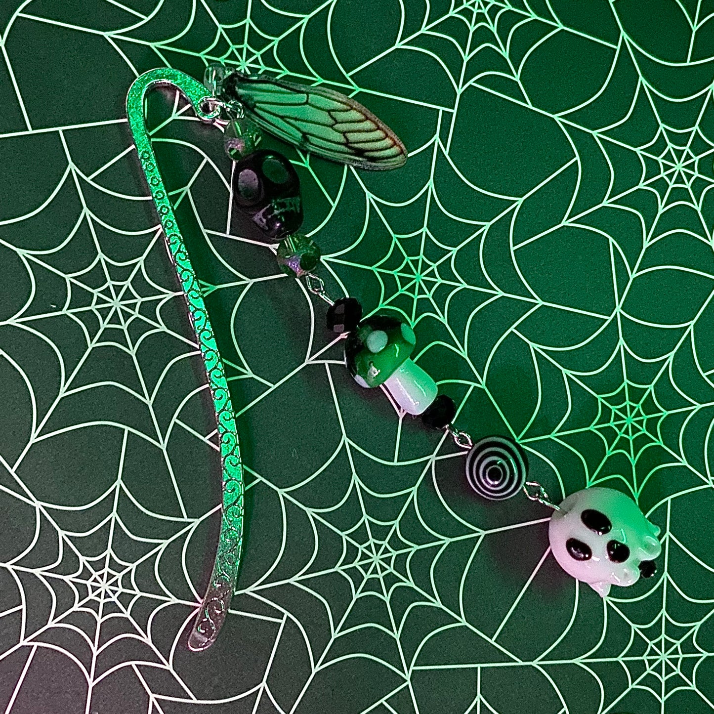 Beetlejuice inspired silver bookmark
