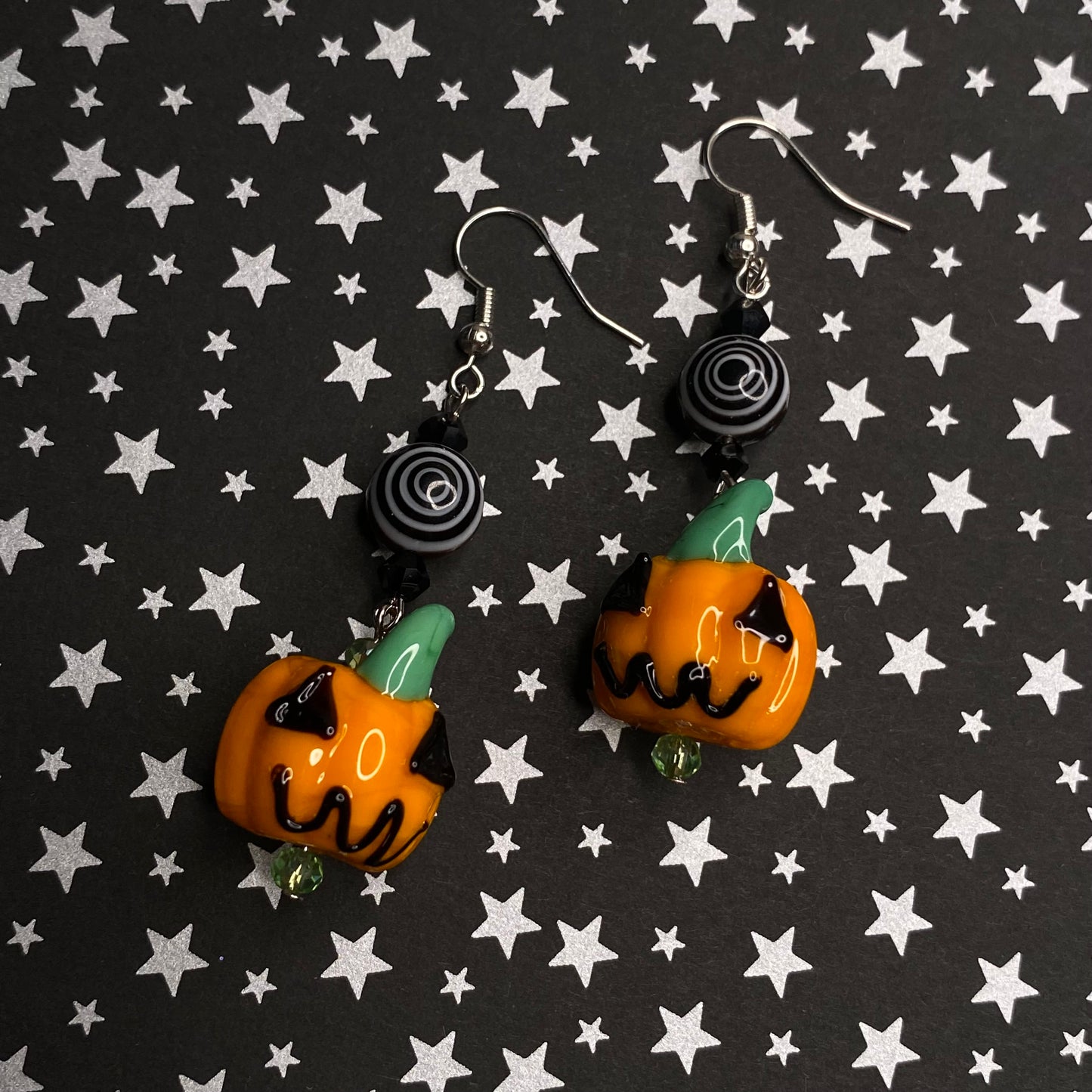 Spooky Jack O’ lantern earrings, silver