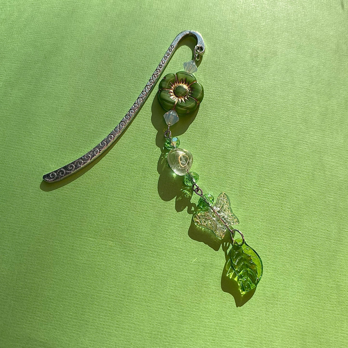 Crystal green fairytales silver bookmark