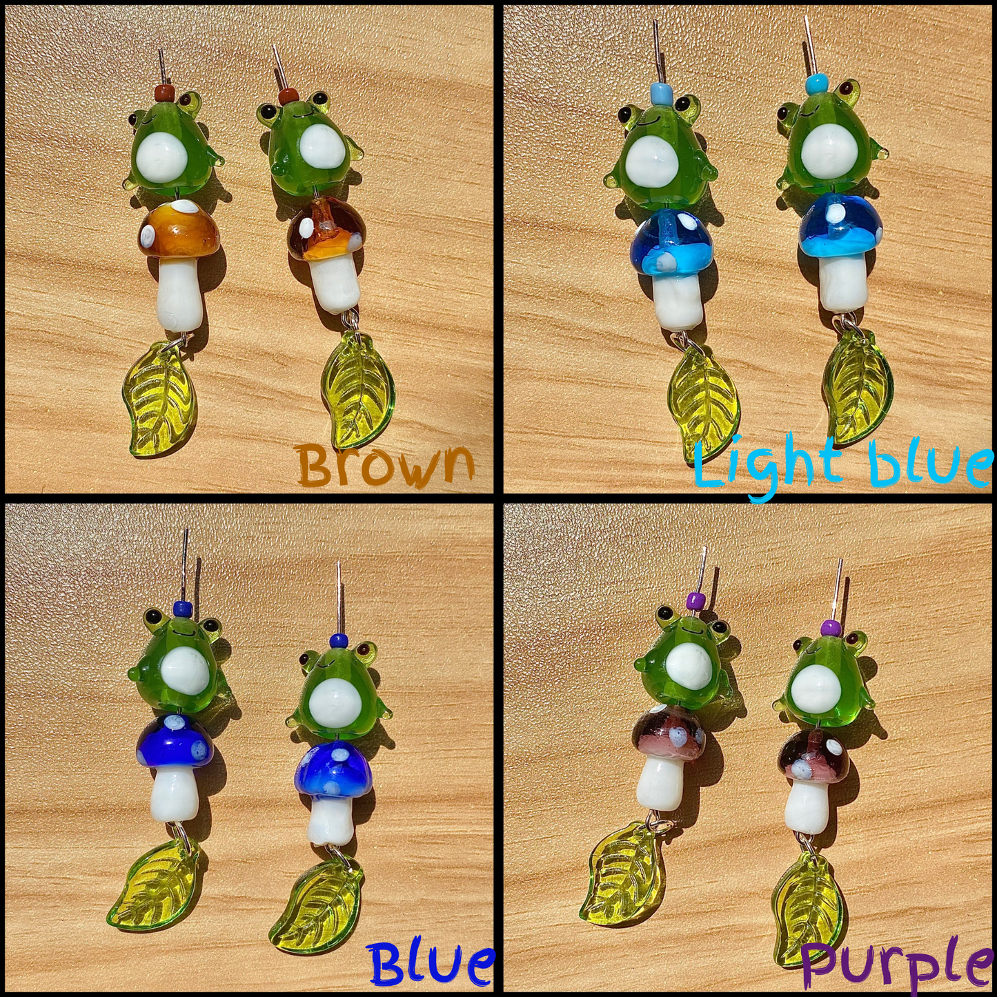 Customizable Froggy Mushroom Earrings