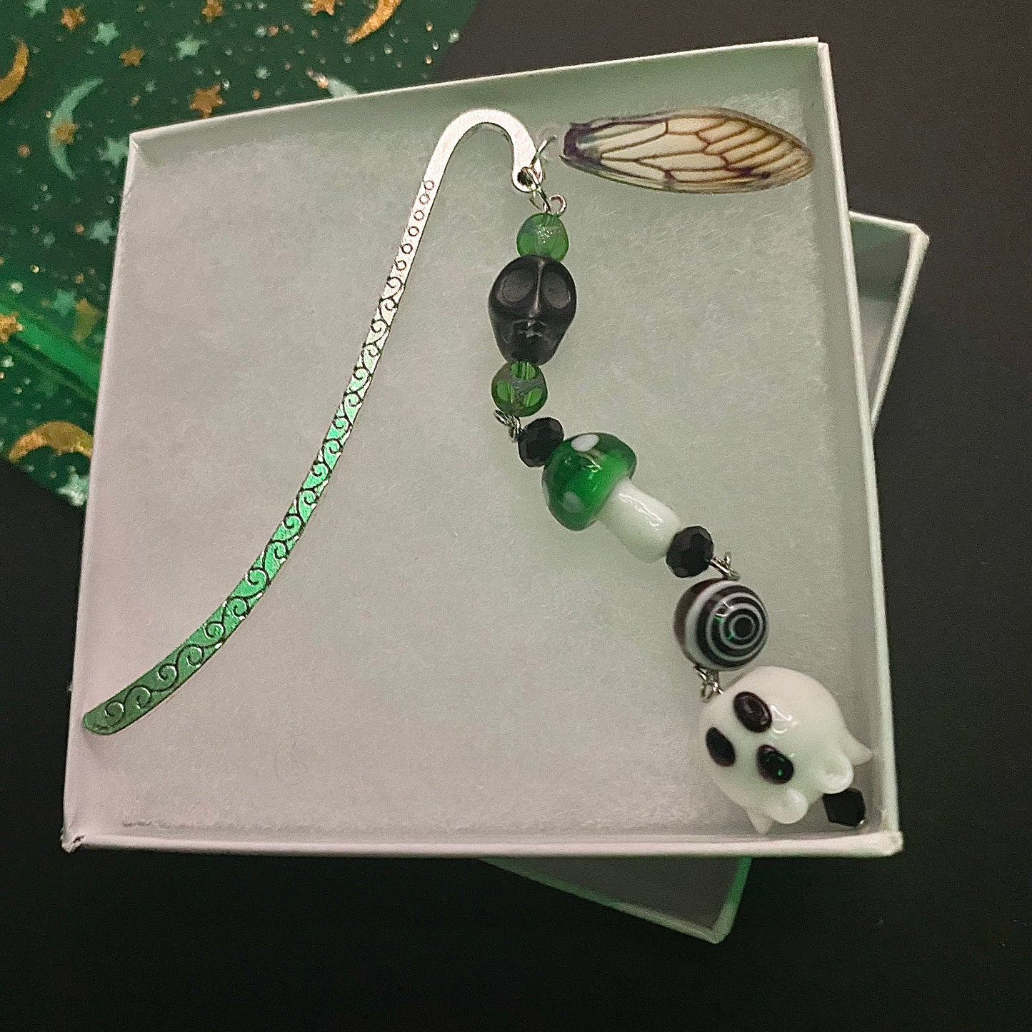 Beetlejuice inspired silver bookmark