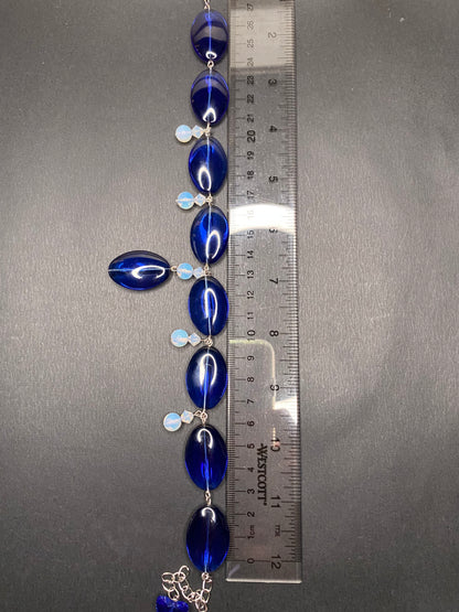 Sapphire Blue and iridescent Sea Necklace (One of a kind)