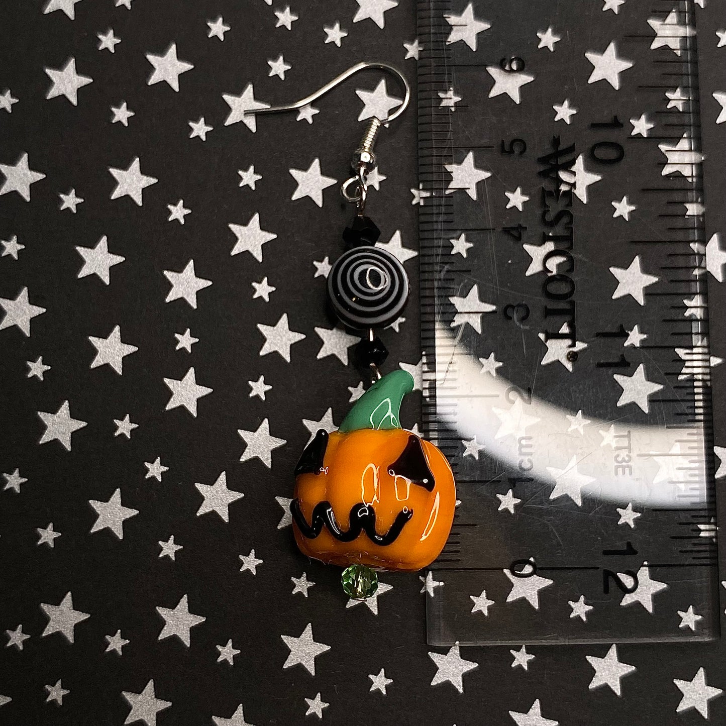Spooky Jack O’ lantern earrings, silver