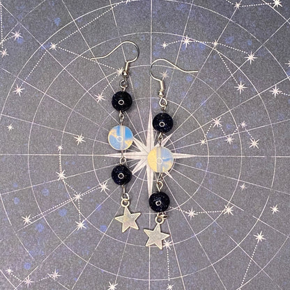 Astronomy Necklace, sun and moon with matching star earrings