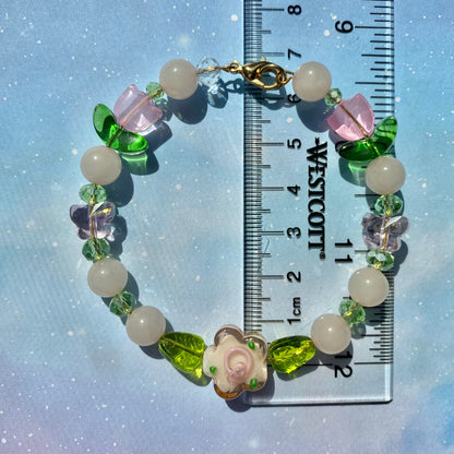 Pink Coquette flower Bracelet